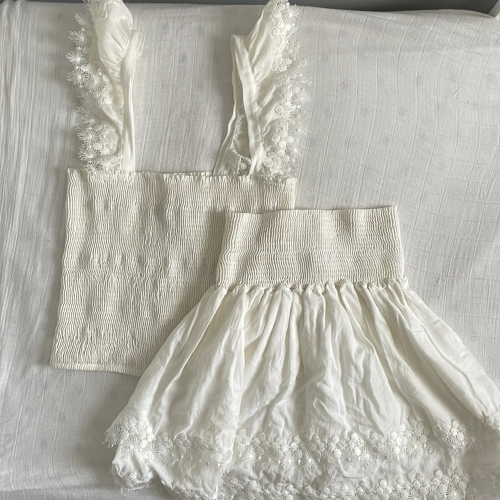 Peixoto White Smocked Mini Skirt